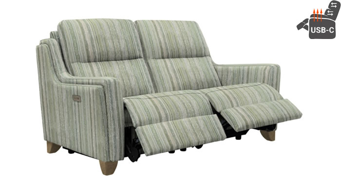 Parker Knoll Portland 2 Seat Recliner Headrest Lumbar USB Heated Seats Azora Forest Vintage Oak Leg